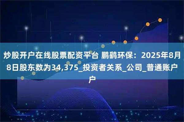 炒股开户在线股票配资平台 鹏鹞环保：2025年8月8日股东数为34,375_投资者关系_公司_普通账户